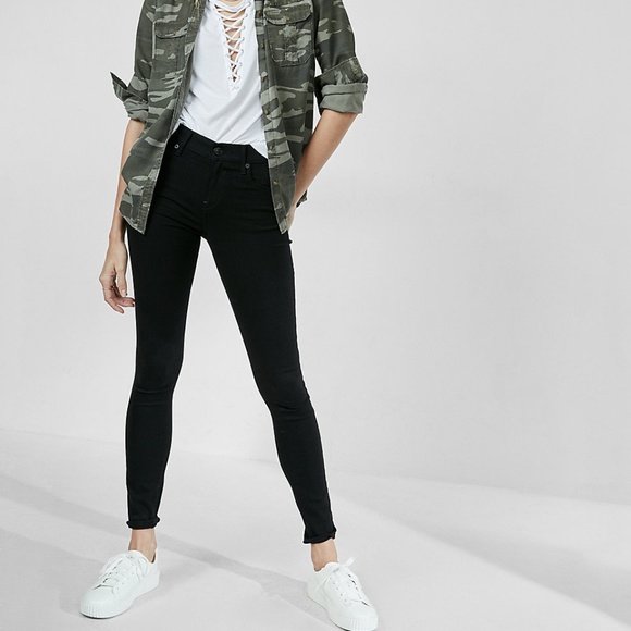 Express Black Mid Rise Jean Leggings - Picture 1 of 8